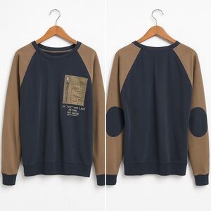 Harley-Davidson 2016 Raglan Crewneck Sweatshirt 3XL Zipper Pocket Elbow Patches